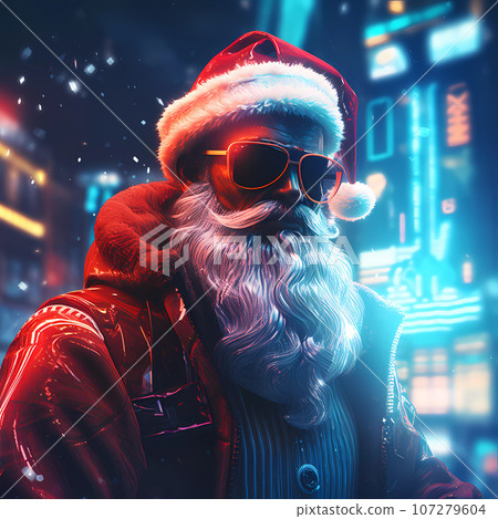 Epic Santa Claus Character in Cyberpunk Style 107279604
