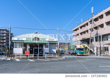 Tokyo cityscape in Japan, overlooking Kitashin-Yokohama station, etc. 107280902