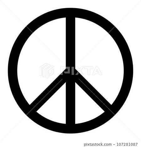 Peace symbol - circle peace sign, black and white vector illustration, isolated on white Peace symbol - circle peace sign, black and white vector illustration, isolated on white 107281087