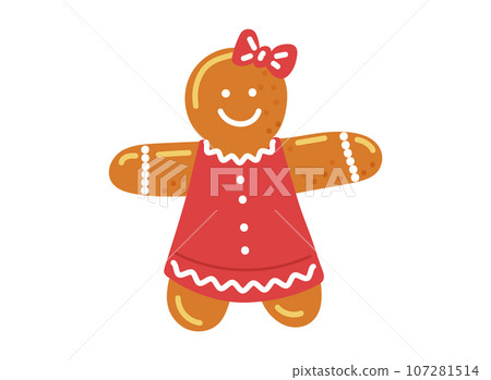 Vector gingerbread man on white background.Traditional winter pasrty,dessert Vector gingerbread man on white background.Traditional winter pasrty,dessert 107281514