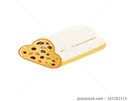 Stollen german pastry for christmas time.Vector illustration on white background 107281515