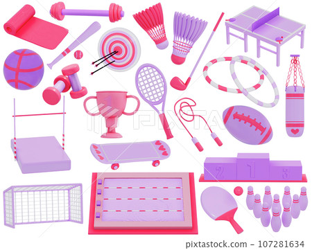 3d Sports yoga illustration set 107281634