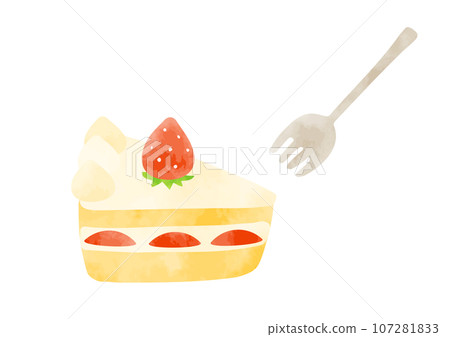 Illustration of shortcake and fork 107281833