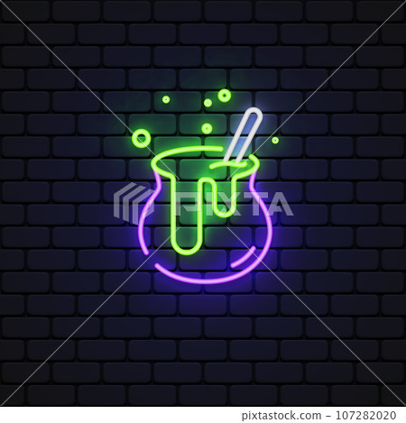 Witch cauldron neon for celebration design. Vector illustration 107282020