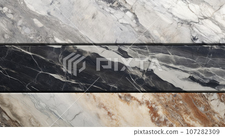 Three layers of white, black and gray marble and granite stone texture with dark veins and crackes Three layers of white, black and gray marble and granite stone texture with dark veins and crackes 107282309