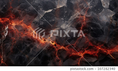 Black high detail marble and granite stone texture with red veins and cracks Black high detail marble and granite stone texture with red veins and cracks 107282340