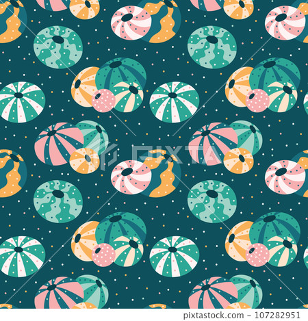 Marine pattern with sea urchins seamless vector 107282951