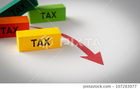 稅和向下箭頭帶回家金額減少稅 稅和向下箭頭帶回家金額減少稅 107283077