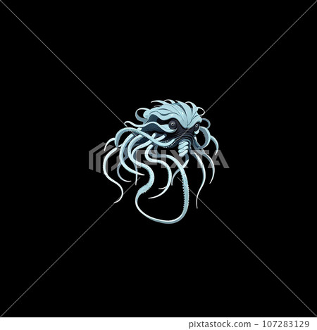 Kraken octopus logo isolated on black 107283129