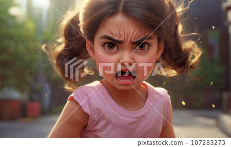 Angry girl/screaming loudly - AI generated image 107283273