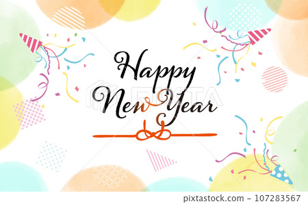 New Year watercolor New Year's card material background illustration 107283567