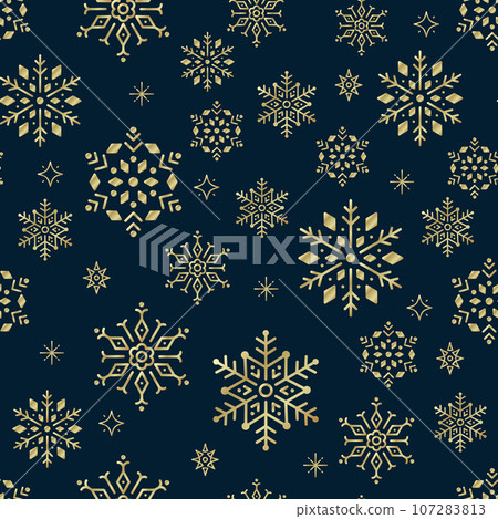 Christmas seamless pattern wiht golden Snowflakes Christmas seamless pattern wiht golden Snowflakes 107283813
