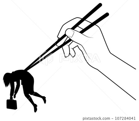 Female office worker holding chopsticks Female office worker holding chopsticks 107284041