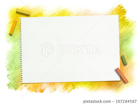 Autumn colored hand-drawn pastel background and white sketchbook Autumn colored hand-drawn pastel background and white sketchbook 107284587