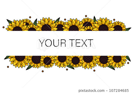 Sunflower frame. Sunflower vector background for image and text. Collection decorative floral design elements. Vector illustration EPS10 107284685