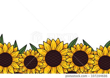 Sunflower frame. Sunflower vector background for image and text. Collection decorative floral design elements. Vector illustration EPS10 107284686