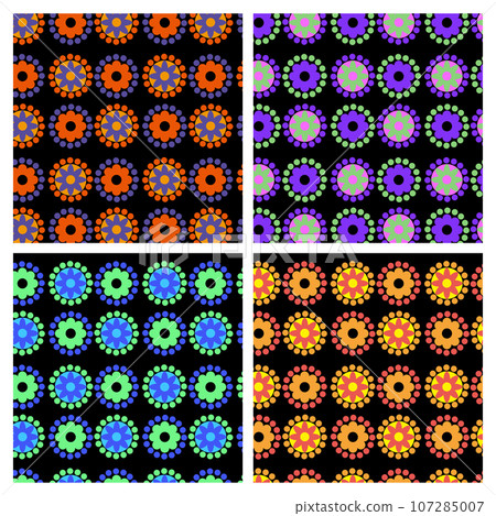 Colorful retro pattern set Colorful retro pattern set 107285007
