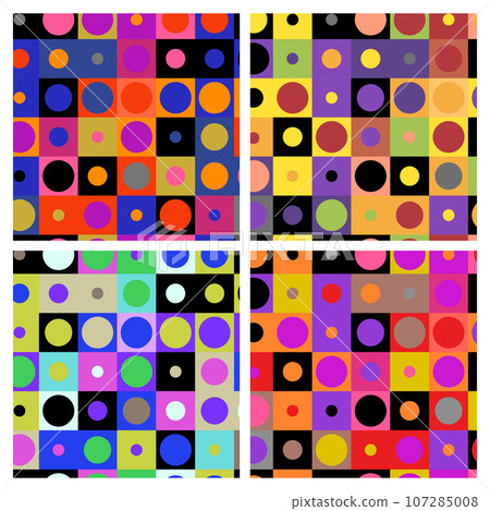 Colorful retro pattern set Colorful retro pattern set 107285008