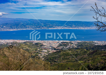 Messina on the island of Sicily with the coast of Italy in the background 107285058