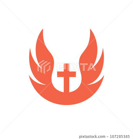 Wings freedom cross church creative logo 107285385