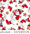 Christmas seamless pattern snownan for gift wrap 107285576