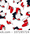 Christmas seamless pattern penguin for gift wrap 107285724