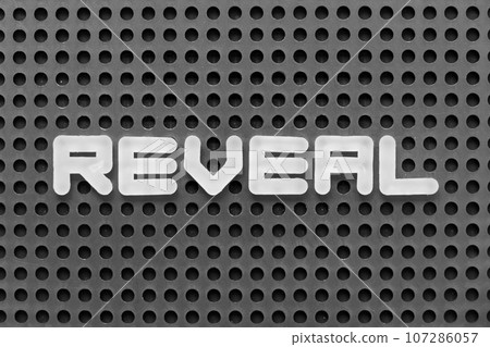 White alphabet letter in word reveal on black pegboard background White alphabet letter in word reveal on black pegboard background 107286057