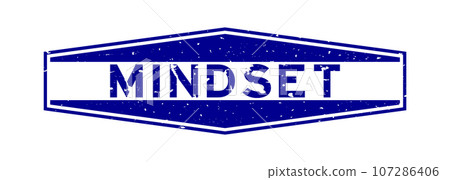 Grunge blue mindset word hexagon rubber seal stamp on white background 107286406