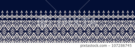 Ethnic abstract ikat art. Seamless pattern in tribal, folk embroidery, and Mexican style. Aztec geometric art ornament print. Design for carpet, wallpaper, clothing, wrapping, fabric, cover, textile. 107286745