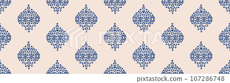 Ethnic abstract ikat art. Seamless pattern in tribal, folk embroidery, and Mexican style. Aztec geometric art ornament print. Design for carpet, wallpaper, clothing, wrapping, fabric, cover, textile. Ethnic abstract ikat art. Seamless pattern in tribal, folk embroidery, and Mexican style. Aztec geometric art ornament print. Design for carpet, wallpaper, clothing, wrapping, fabric, cover, textile. 107286748