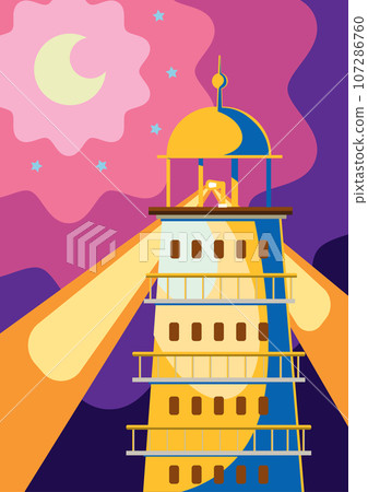 Lighthouse tower with ray light 107286760