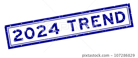 Grunge blue 2024 trend word square rubber seal stamp on white background 107286829