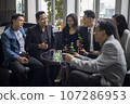 Happiness young bubiness teamwork party activity after work in restaurant. 107286953