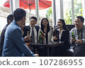 Happiness young bubiness teamwork party activity after work in restaurant. 107286955