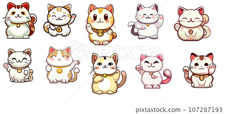 Lucky cat illustration B-10 types Lucky cat illustration B-10 types 107287193