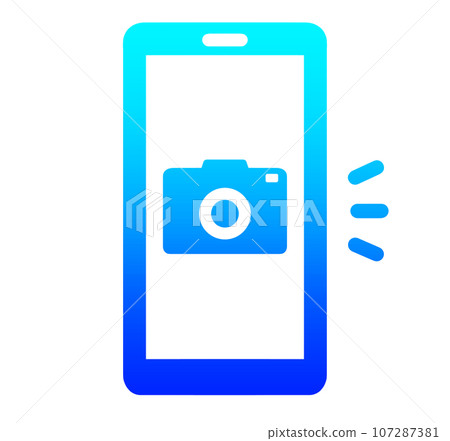 Blue gradient smartphone and camera icon Blue gradient smartphone and camera icon 107287381