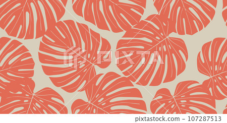 Monstera leaf seamless pattern, hand drawn botanical, spring and Summer time, green style, natural ornaments for textile, fabric, wallpaper, background. Monstera leaf seamless pattern, hand drawn botanical, spring and Summer time, green style, natural ornaments for textile, fabric, wallpaper, background. 107287513