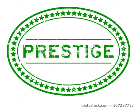 Grunge green prestige word oval rubber seal stamp on white background Grunge green prestige word oval rubber seal stamp on white background 107287752