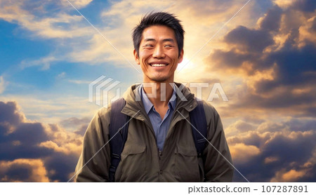 A man smiling and turning the whites of his eyes - AI generated image A man smiling and turning the whites of his eyes - AI generated image 107287891