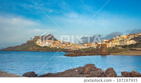View of Castelsardo, small town in Sardinia, Italy 107287935