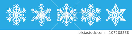 White linear snowflakes on a blue background for winter design. White linear snowflakes on a blue background for winter design. 107288288