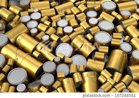 Pile of spray paint cans on black background. Spray bottle and dispenser 107288582