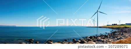 Offshore farm with wind turbines 107289071