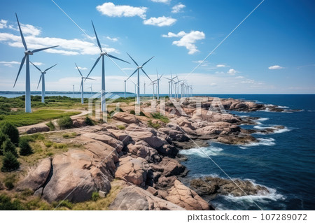 Offshore farm with wind turbines 107289072