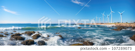 Offshore farm with wind turbines 107289073