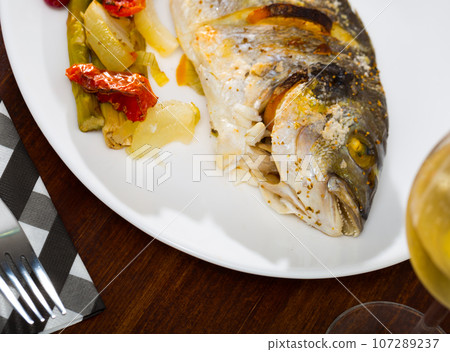 Baked in oven dorado fish Baked in oven dorado fish 107289237