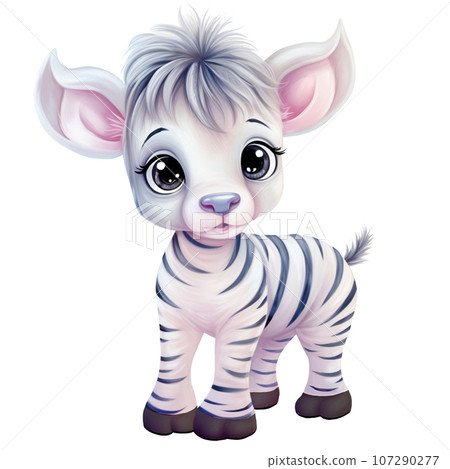 可愛的斑馬孩子水彩插圖 107290277