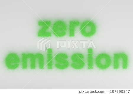 3D illustration. Volumetric inscription zero emission on a white background. 3D illustration. Volumetric inscription zero emission on a white background. 107290847
