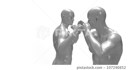 3d render of two boxing shirtless men on white background. 3d render of two boxing shirtless men on white background. 107290852