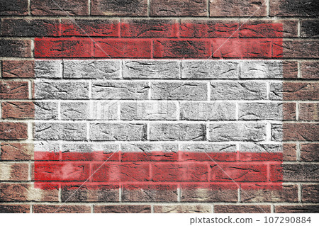 Tahiti flag on a brick wall background 107290884